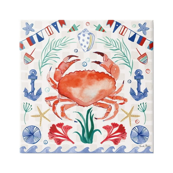 Stupell Industries Maritime Crab Pattern Animals & Insects Painting Gallery Wrapped Canvas Print Wall Art, 17 x 17