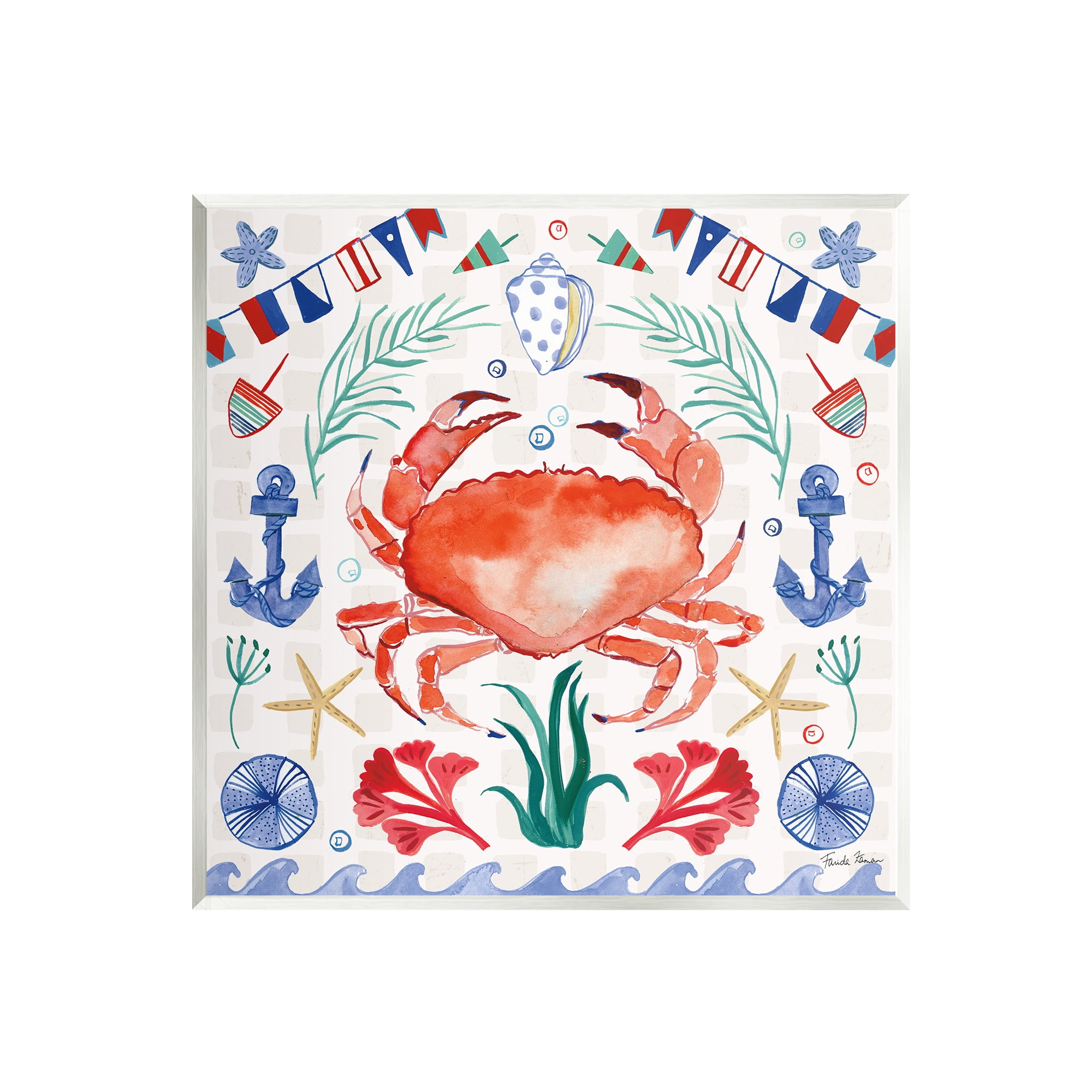 Stupell Industries Maritime Crab Pattern Animals & Insects Painting Unframed Art Print Wall Art, 12 x 12