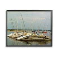 Stupell Industries Maritime Docked Boats Transportation Painting Black Framed Art Print Wall Art, 14 x 11