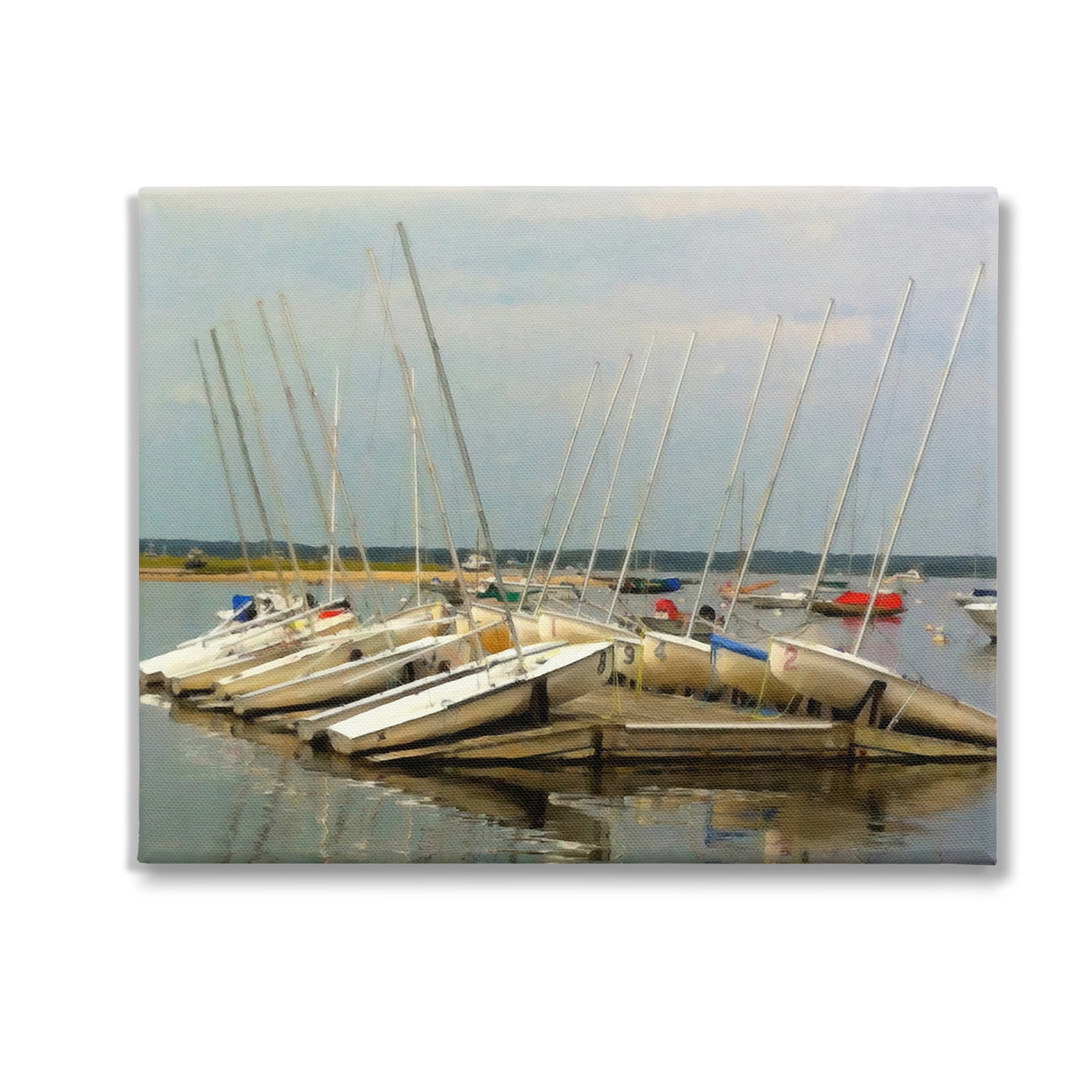 Stupell Industries Maritime Docked Boats Transportation Painting Gallery Wrapped Canvas Art Print Wall Art, 20 x 16