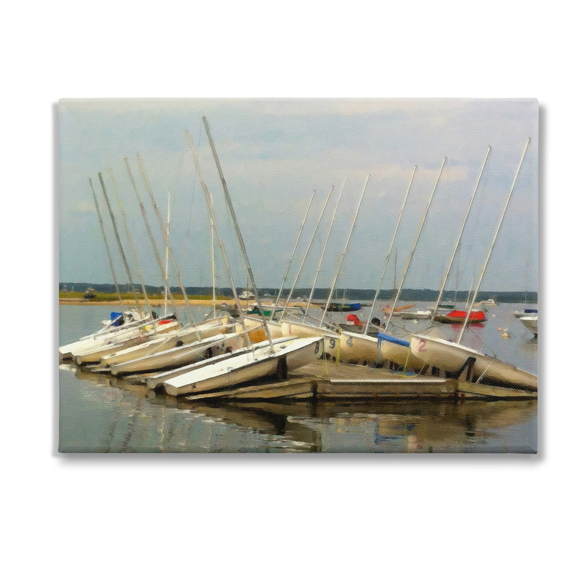 Stupell Industries Maritime Docked Boats Transportation Painting Gallery Wrapped Canvas Art Print Wall Art, 48 x 36