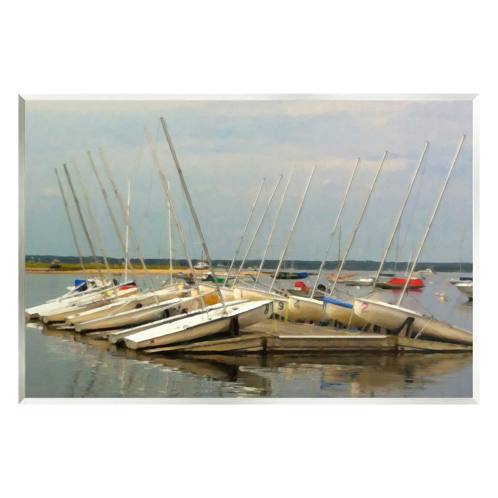 Stupell Industries Maritime Docked Boats Transportation Painting Unframed Art Print Wall Art, 19 x 13