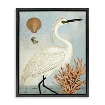Stupell Industries Maritime Egret & Coral Animals & Insects Painting Black Floater Framed Canvas Art Print Wall Art, 17 x 21