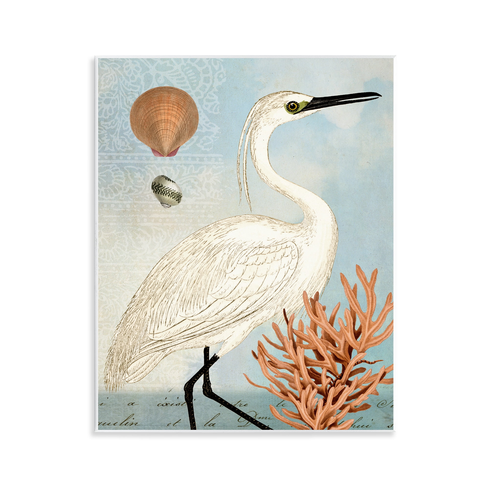 Stupell Industries Maritime Egret & Coral Animals & Insects Painting Unframed Art Print Wall Art, 11 x 14