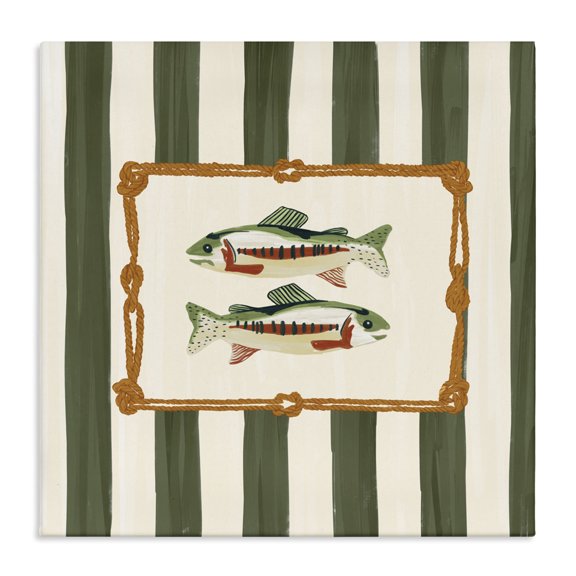Stupell Industries Maritime Fish with Rope Border Canvas Wall Art design by Veronica Lara, 17 x 17