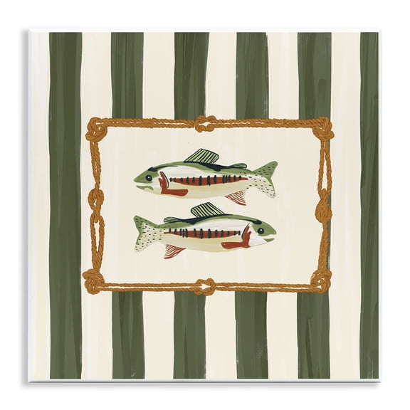Stupell Industries Maritime Fish with Rope Border Wall Plaque Art design by Veronica Lara, 12 x 12