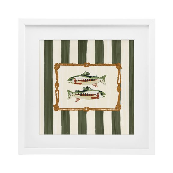 Stupell Industries Maritime Fish with Rope Border White Framed Print Under Glass design by Veronica Lara, 13 x 13