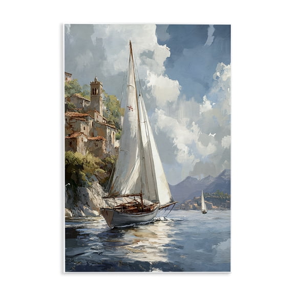 Stupell Industries Maritime Harbor Sailboat Transportation Painting Unframed Art Print Wall Art, 13 x 19