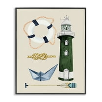 Stupell Industries Maritime Nautical Items Nautical & Beach Painting Black Framed Art Print Wall Art, 11 x 14