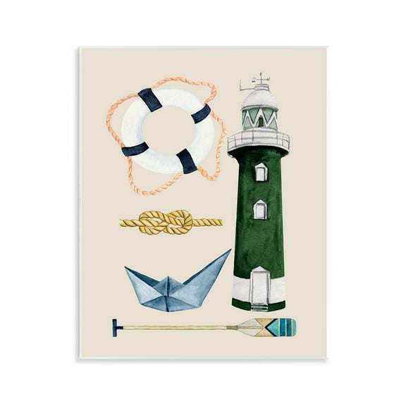 Stupell Industries Maritime Nautical Items Nautical & Beach Painting Unframed Art Print Wall Art, 11 x 14