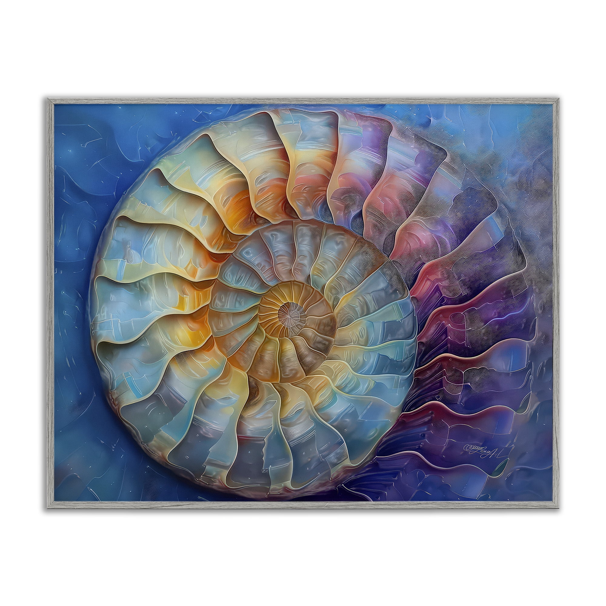 Stupell Industries Maritime Nautilus Spiral Animals Painting Gray Framed Art Print Wall Art, 20 x 16