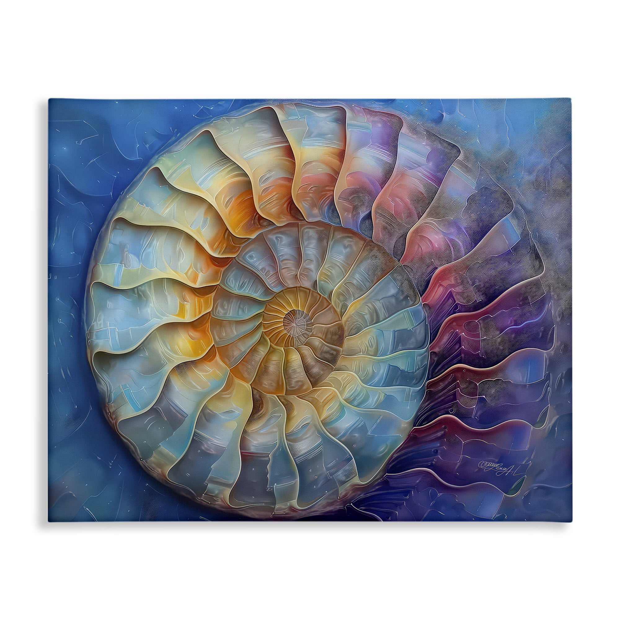 Stupell Industries Maritime Nautilus Spiral Animals Painting Wrapped Canvas Art Print Wall Art, 20 x 16