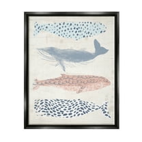 Stupell Industries Maritime Patterned Whales Animals & Insects Painting Black Floater Framed Canvas Art Print Wall Art, 17 x 21