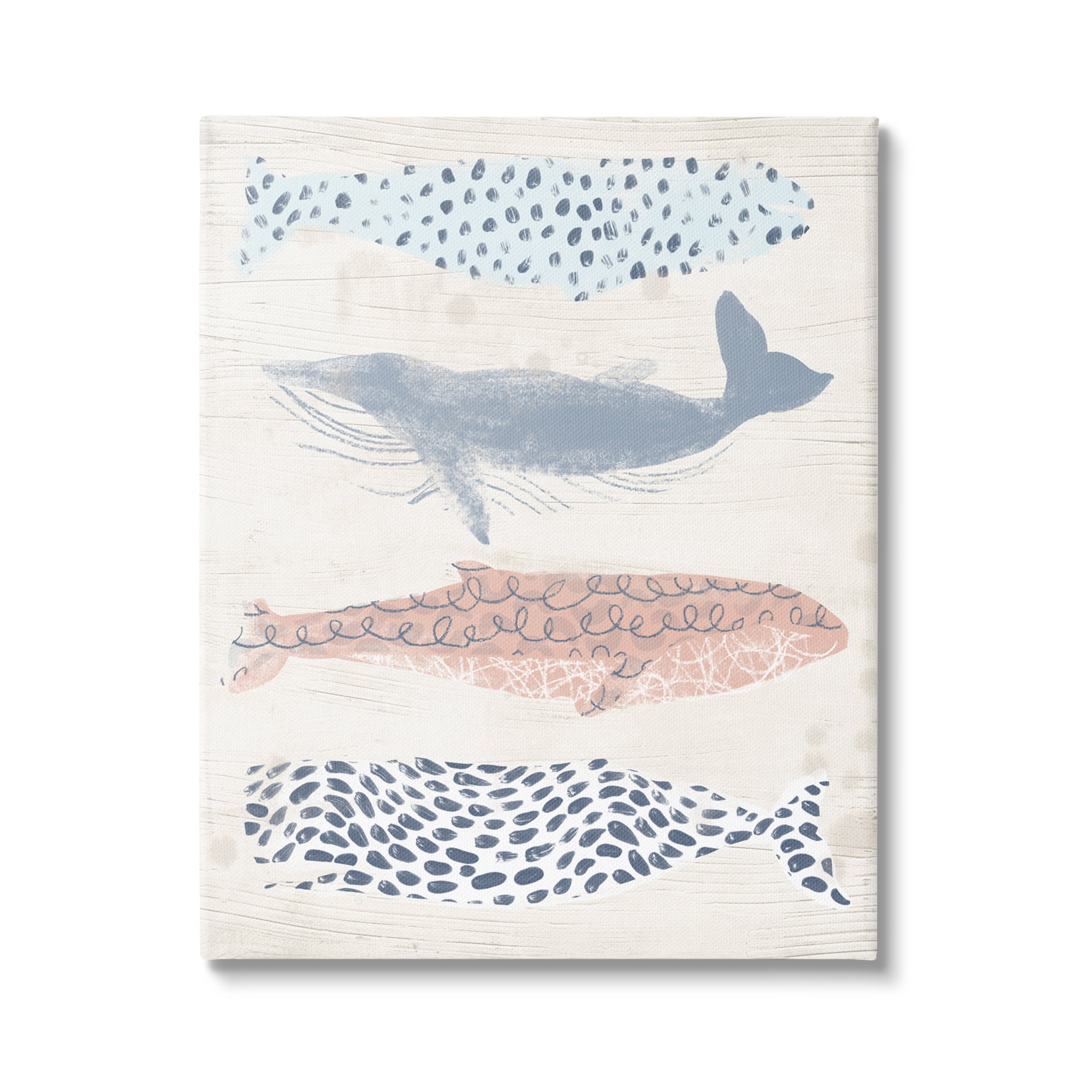 Stupell Industries Maritime Patterned Whales Animals & Insects Painting Gallery Wrapped Canvas Art Print Wall Art, 36 x 48