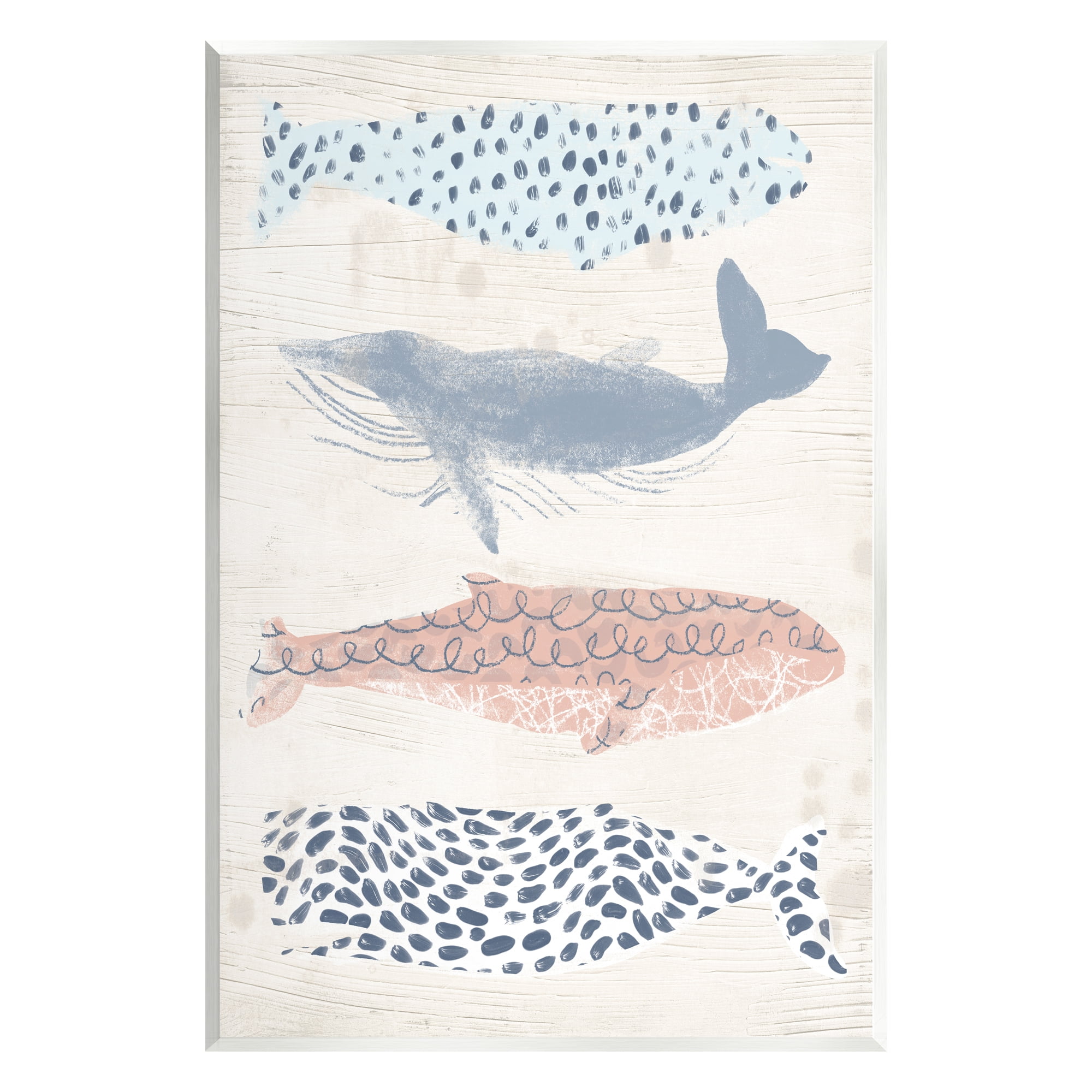 Stupell Industries Maritime Patterned Whales Animals & Insects Painting Unframed Art Print Wall Art, 10 x 15