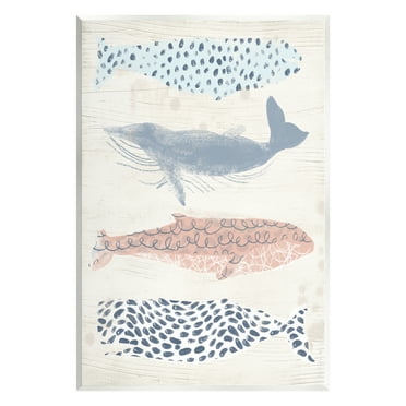 Stupell Industries Maritime Patterned Whales Animals & Insects Painting Unframed Art Print Wall Art, 10 x 15