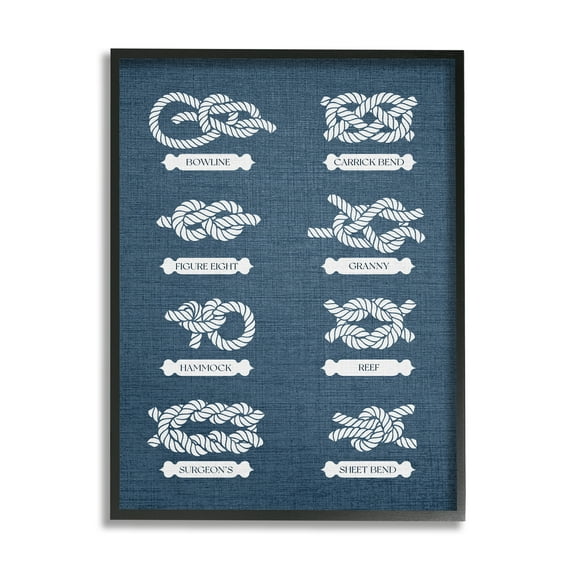 Stupell Industries Maritime Rope Knots Nature Painting Black Framed Art Print Wall Art, 16 x 20