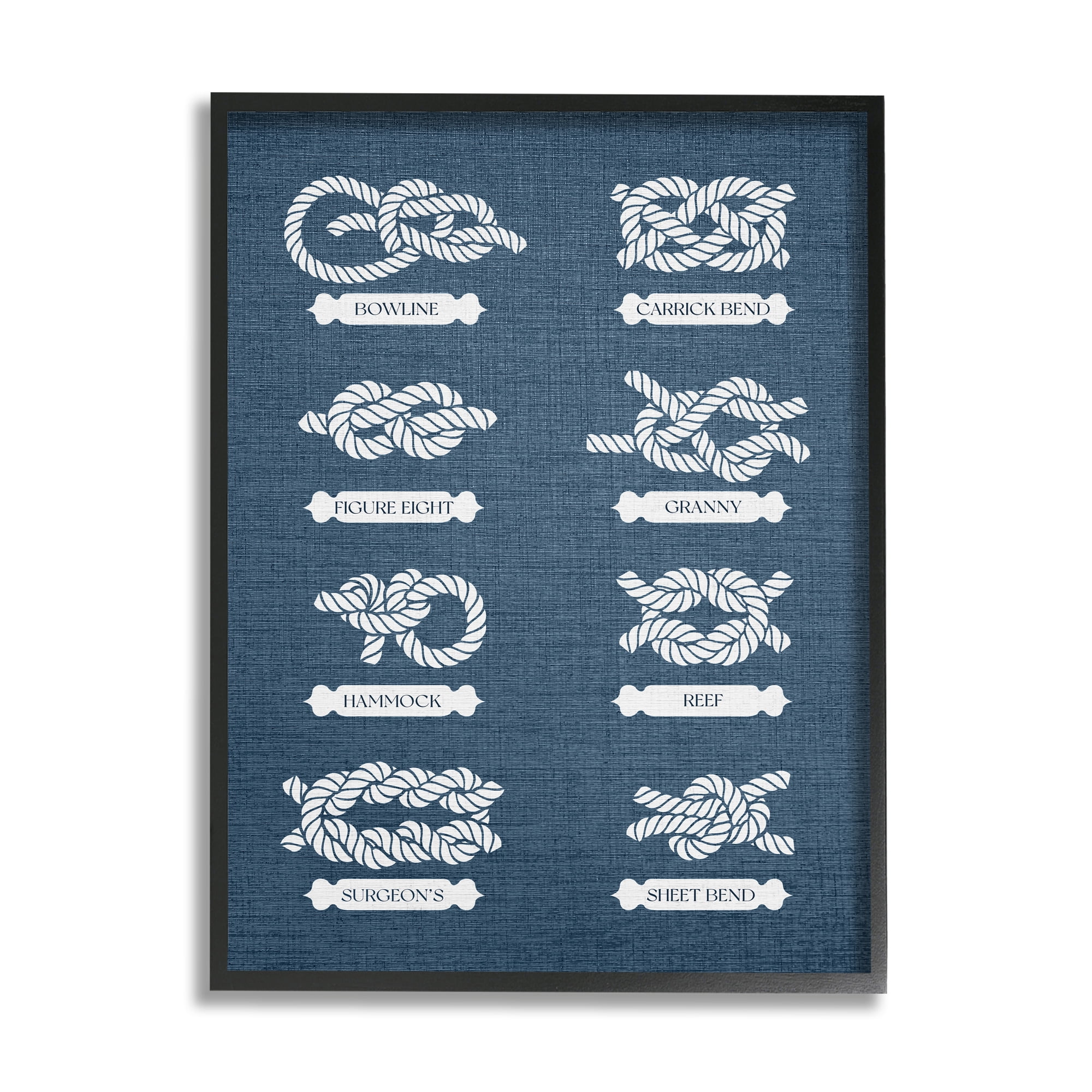 Stupell Industries Maritime Rope Knots Nature Painting Black Framed Art Print Wall Art, 24 x 30