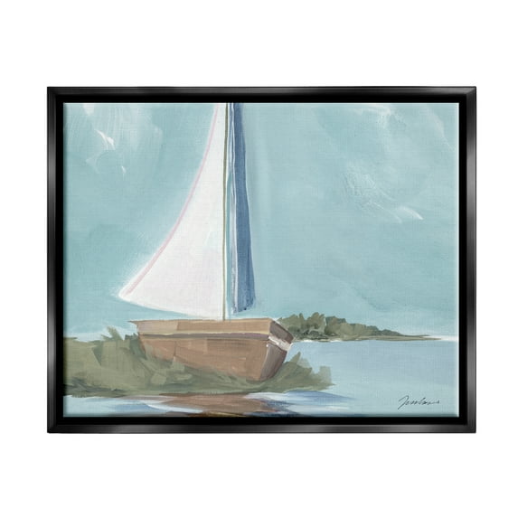 Stupell Industries Maritime Sailboat Scene Transportation Painting Black Floater Framed Art Print Wall Art, 31 x 25