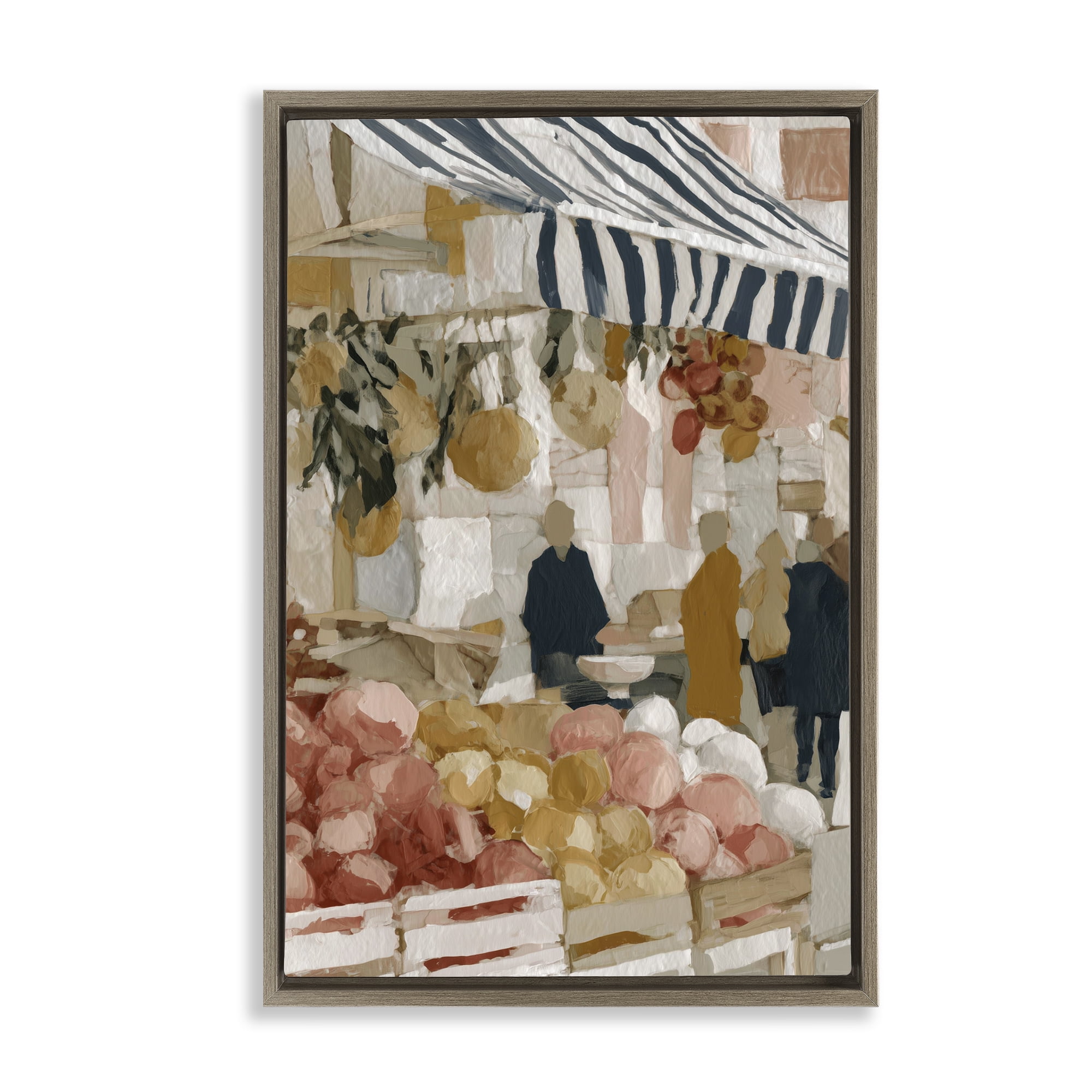 Stupell Industries Market Stall with Fresh Citrus Brown Framed Floater Canvas Wall Art, design by Chromatic Storm Studio
