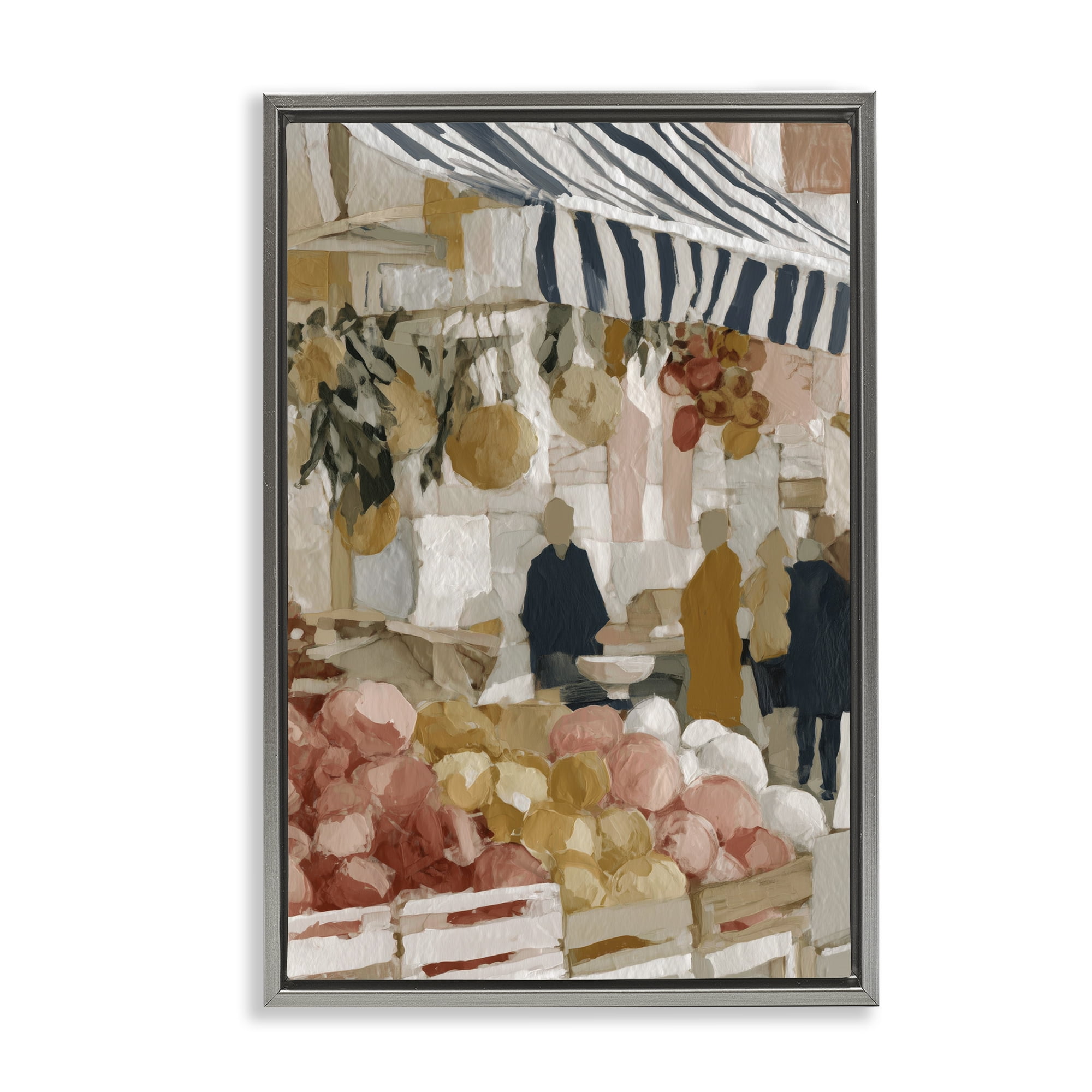 Stupell Industries Market Stall with Fresh Citrus Gray Framed Floater Canvas Wall Art, design by Chromatic Storm Studio