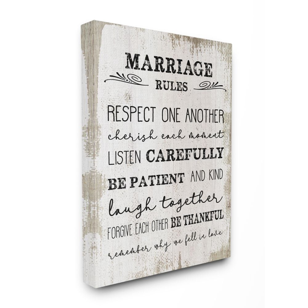 Stupell Industries Marriage Rules Home Family Inspirational Word Textured Design Canvas Wall Art by Daphne Polselli