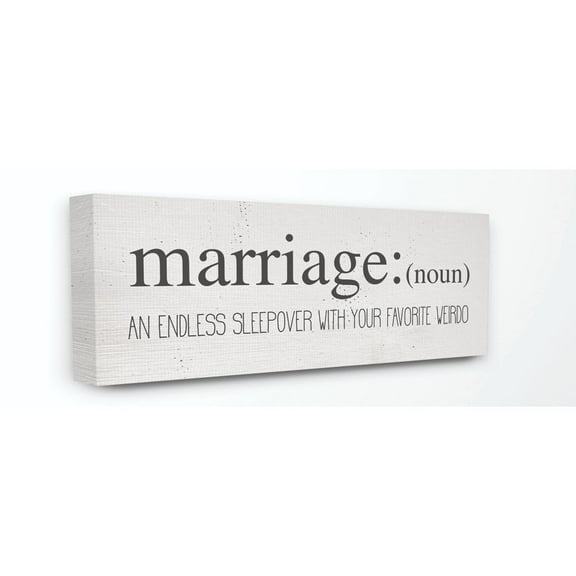 Stupell Industries Marriage Sleepover Funny Family Black and White Word Design Canvas Wall Art by Daphne Polselli