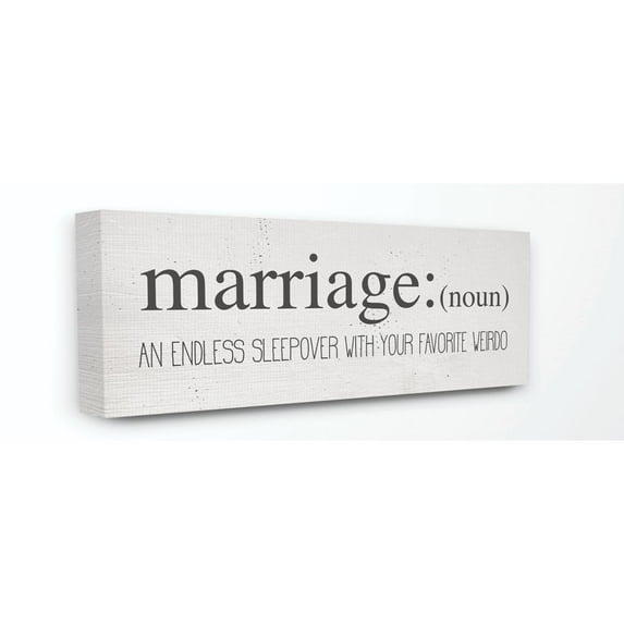 Stupell Industries Marriage Sleepover Funny Family Black and White Word Design Canvas Wall Art by Daphne Polselli