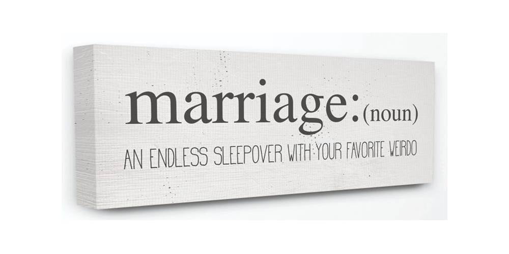 Stupell Industries Marriage Sleepover Funny Family Black and White Word Design Canvas Wall Art by Daphne Polselli