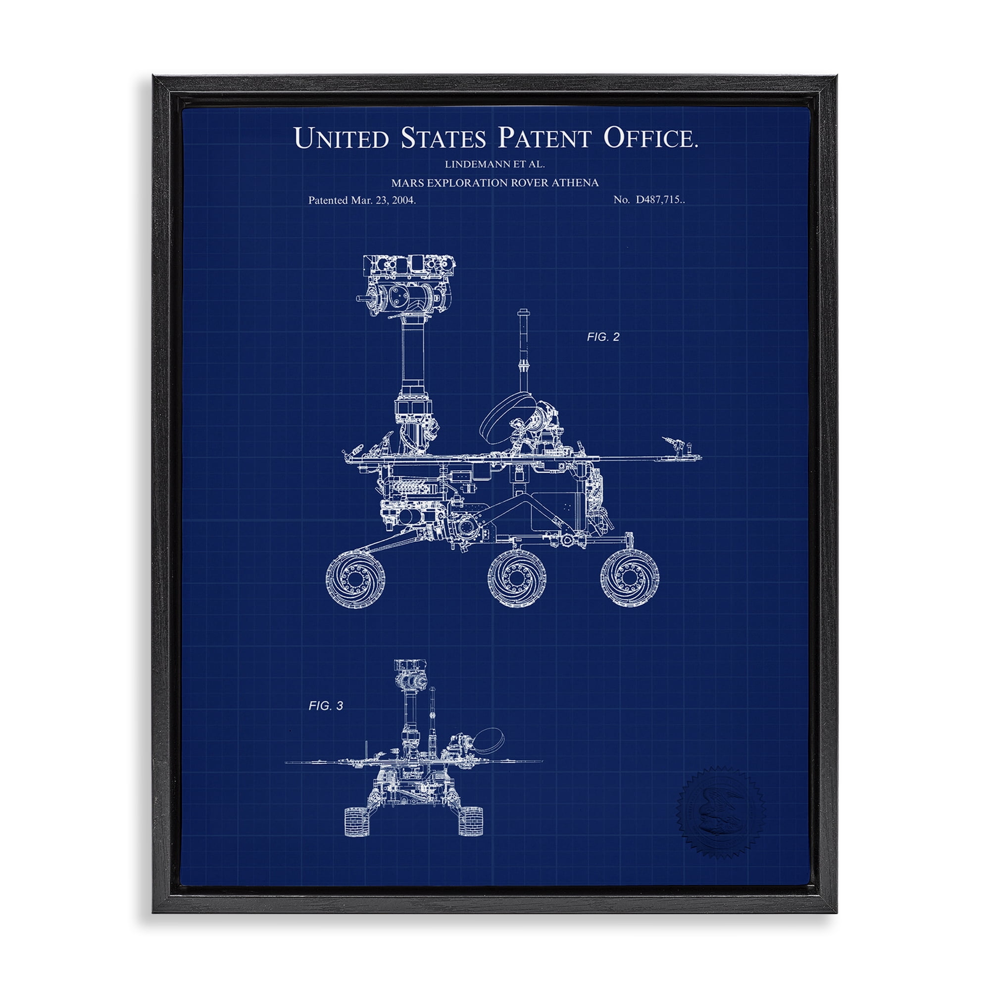 Stupell Industries Mars Exploration Blueprint Transportation Painting Black Floater Framed Art Print Wall Art, 17 x 21