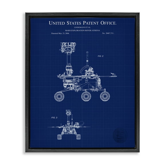 Stupell Industries Mars Exploration Blueprint Transportation Painting Black Floater Framed Art Print Wall Art, 17 x 21