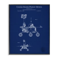 Stupell Industries Mars Exploration Blueprint Transportation Painting Black Framed Art Print Wall Art, 11 x 14