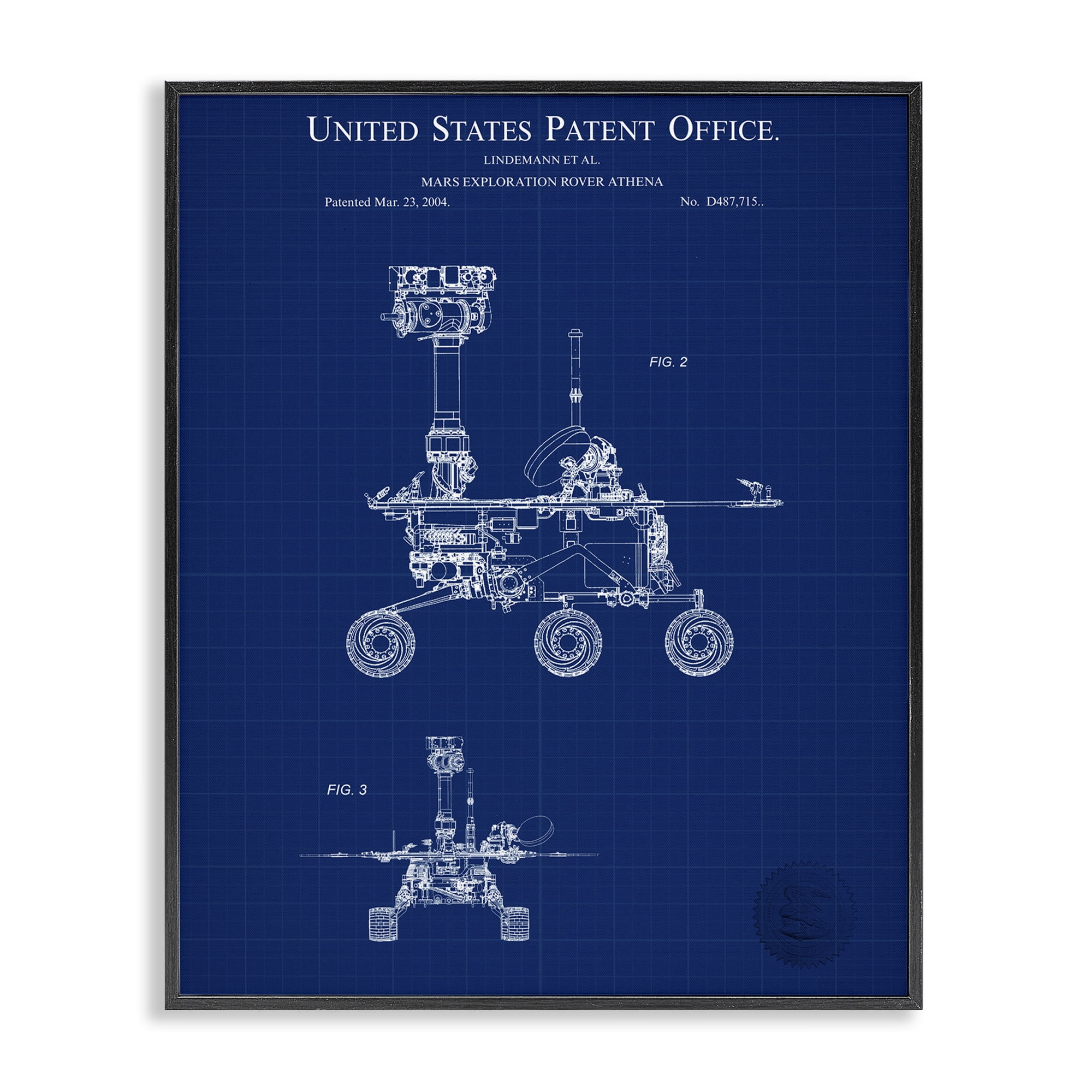 Stupell Industries Mars Exploration Blueprint Transportation Painting Black Framed Art Print Wall Art, 24 x 30