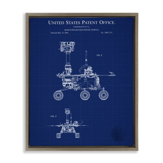Stupell Industries Industrial Mars Exploration Blueprint Brown Floating Frame Canvas Art, 25 x 31, by Karl Hronek