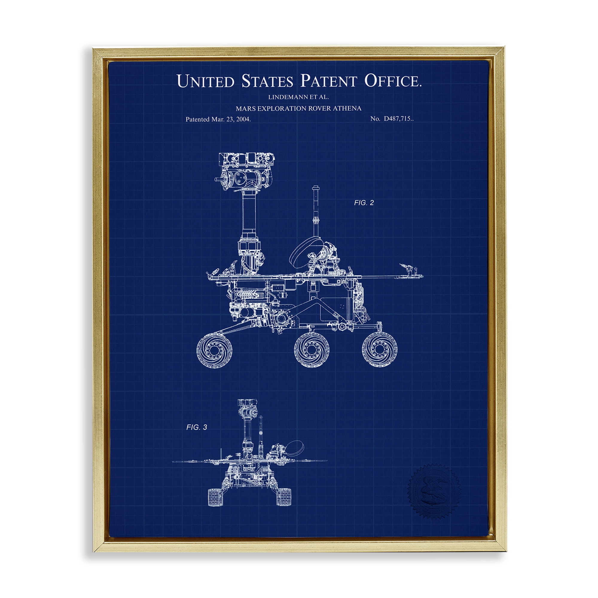 Stupell Industries Mars Exploration Blueprint Transportation Painting Gold Floater Framed Art Print Wall Art, 25 x 31