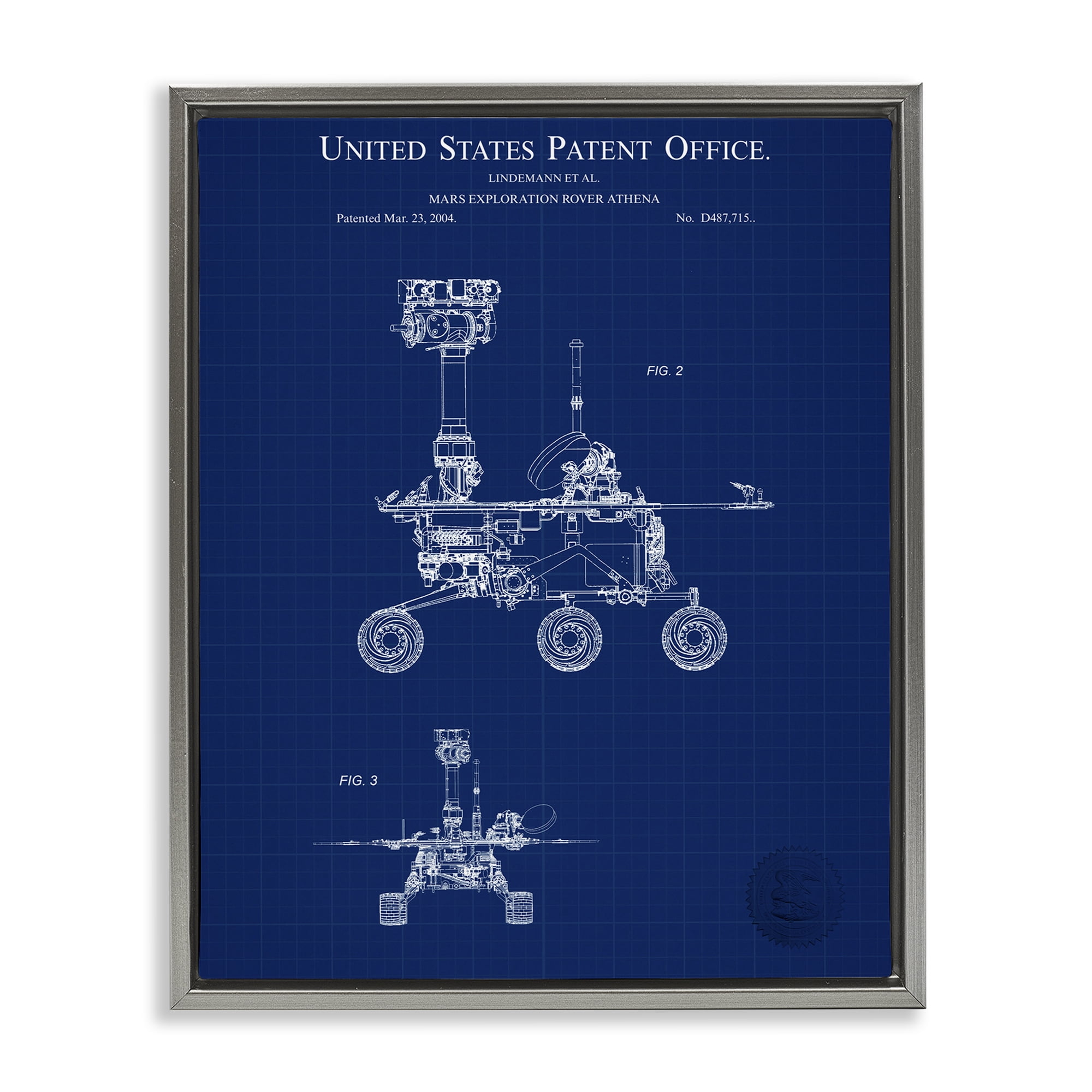 Stupell Industries Mars Exploration Blueprint Transportation Painting Gray Floater Framed Art Print Wall Art, 25 x 31