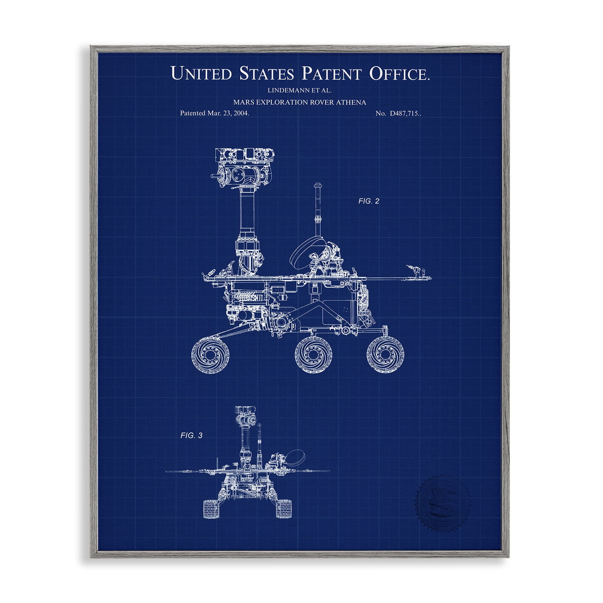 Stupell Industries Mars Exploration Blueprint Transportation Painting Gray Framed Art Print Wall Art, 16 x 20