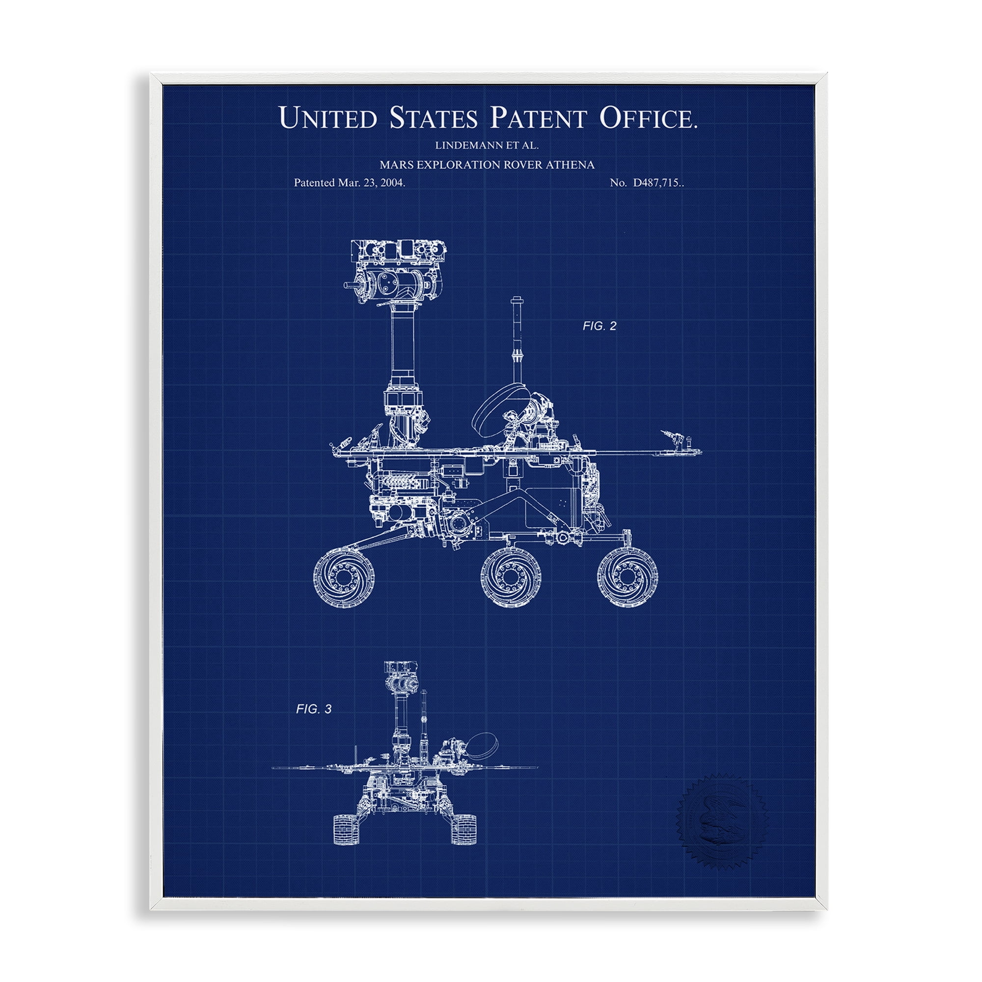 Stupell Industries Mars Exploration Blueprint Transportation Painting White Framed Art Print Wall Art, 24 x 30