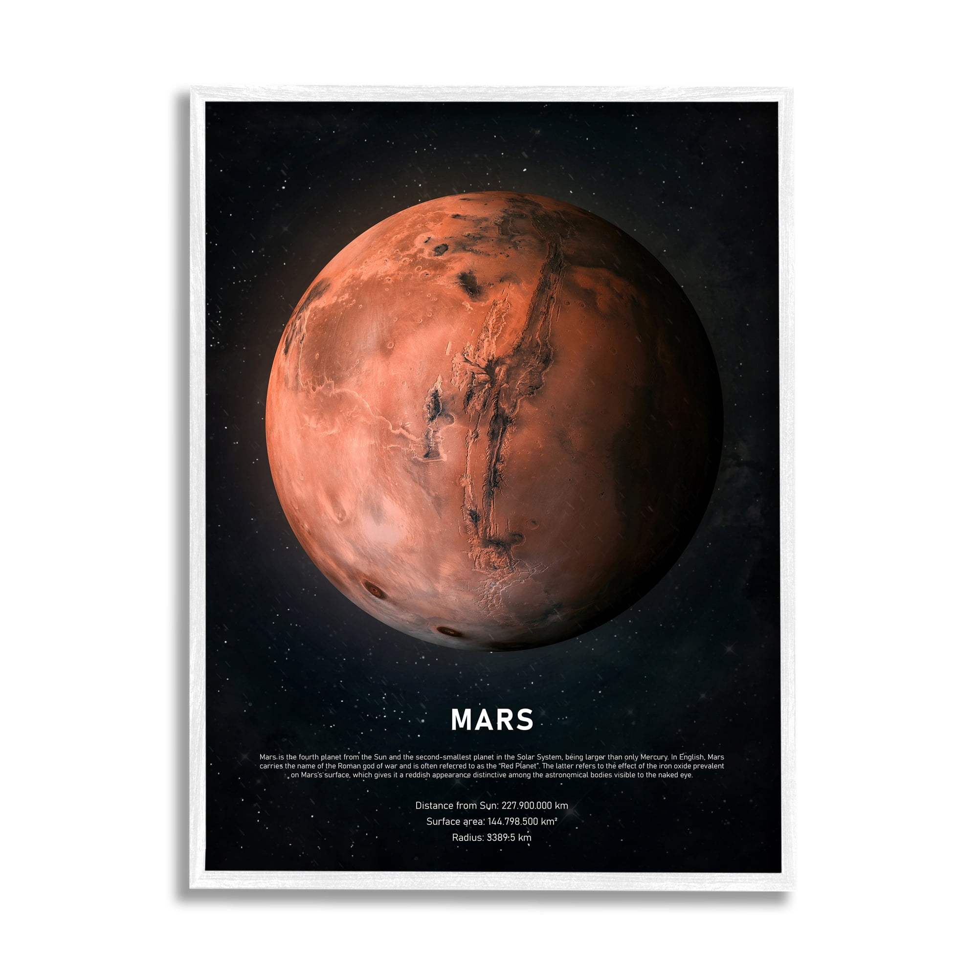 Stupell Industries Mars Red Planet Infographic Astrological Facts Outer Space Novelty Photography White Framed Art Print Wall Art, 16 x 20, Design by Design Fabrikken