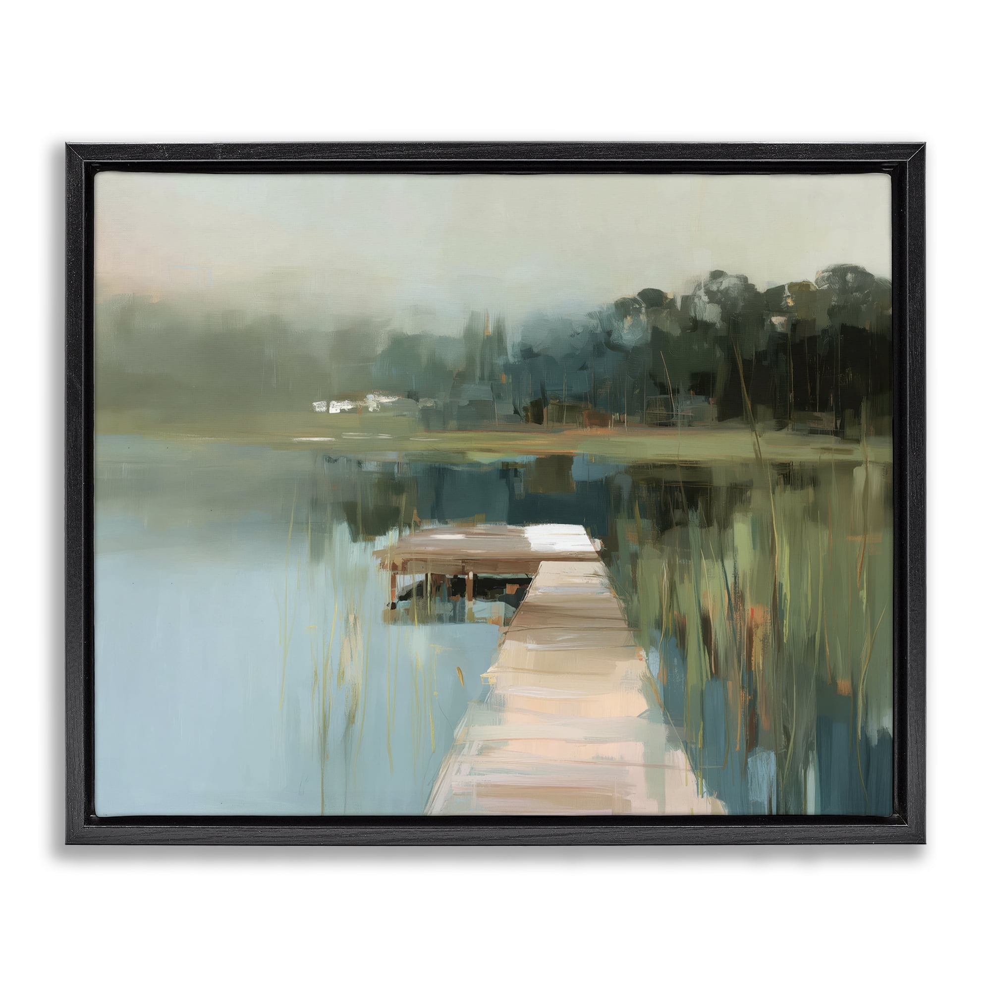 Stupell Industries Marsh Pier Abstraction Black Framed Floater Canvas Wall Art, design by Kim Curinga