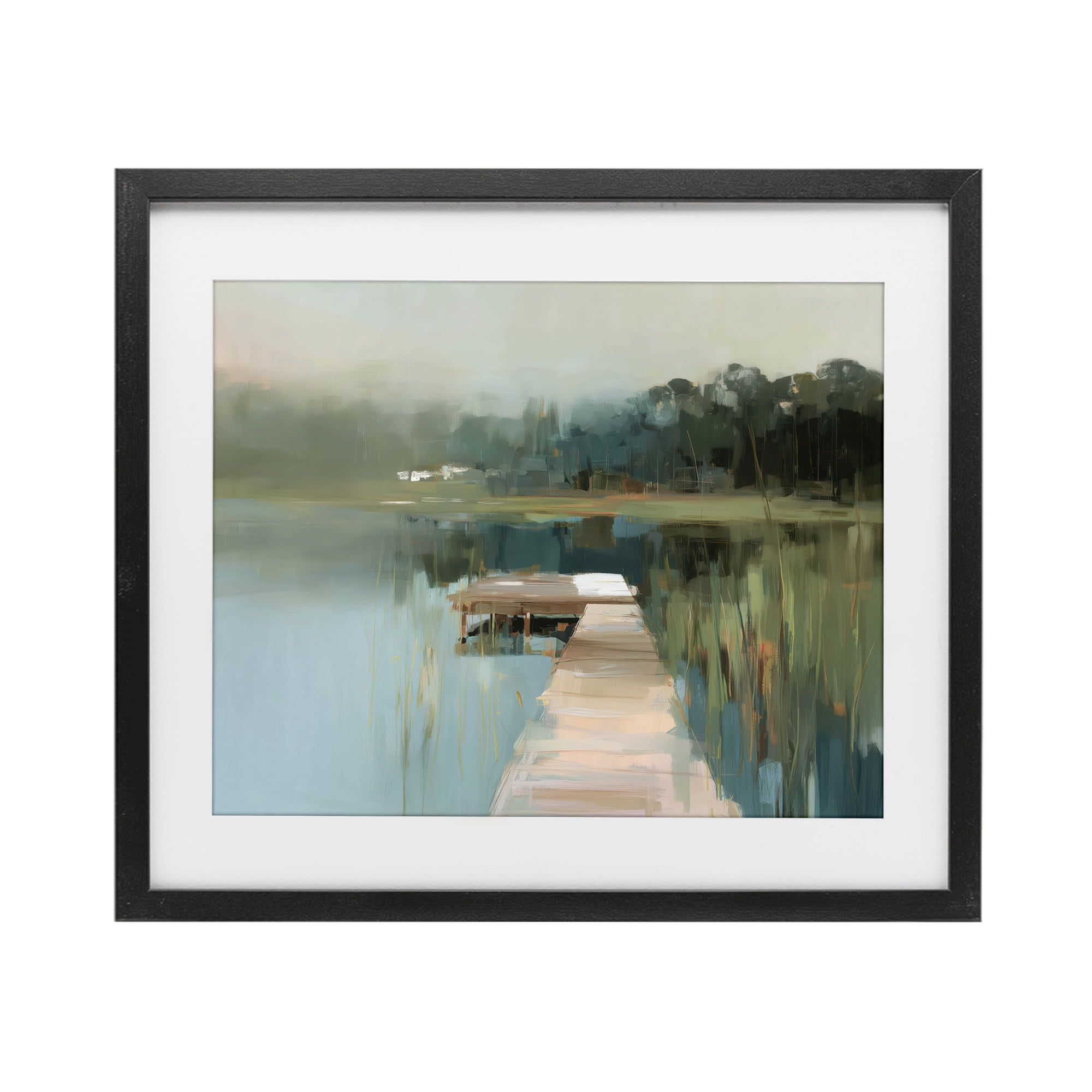 Stupell Industries Marsh Pier Abstraction Black Framed Print Under Glass, design by Kim Curinga