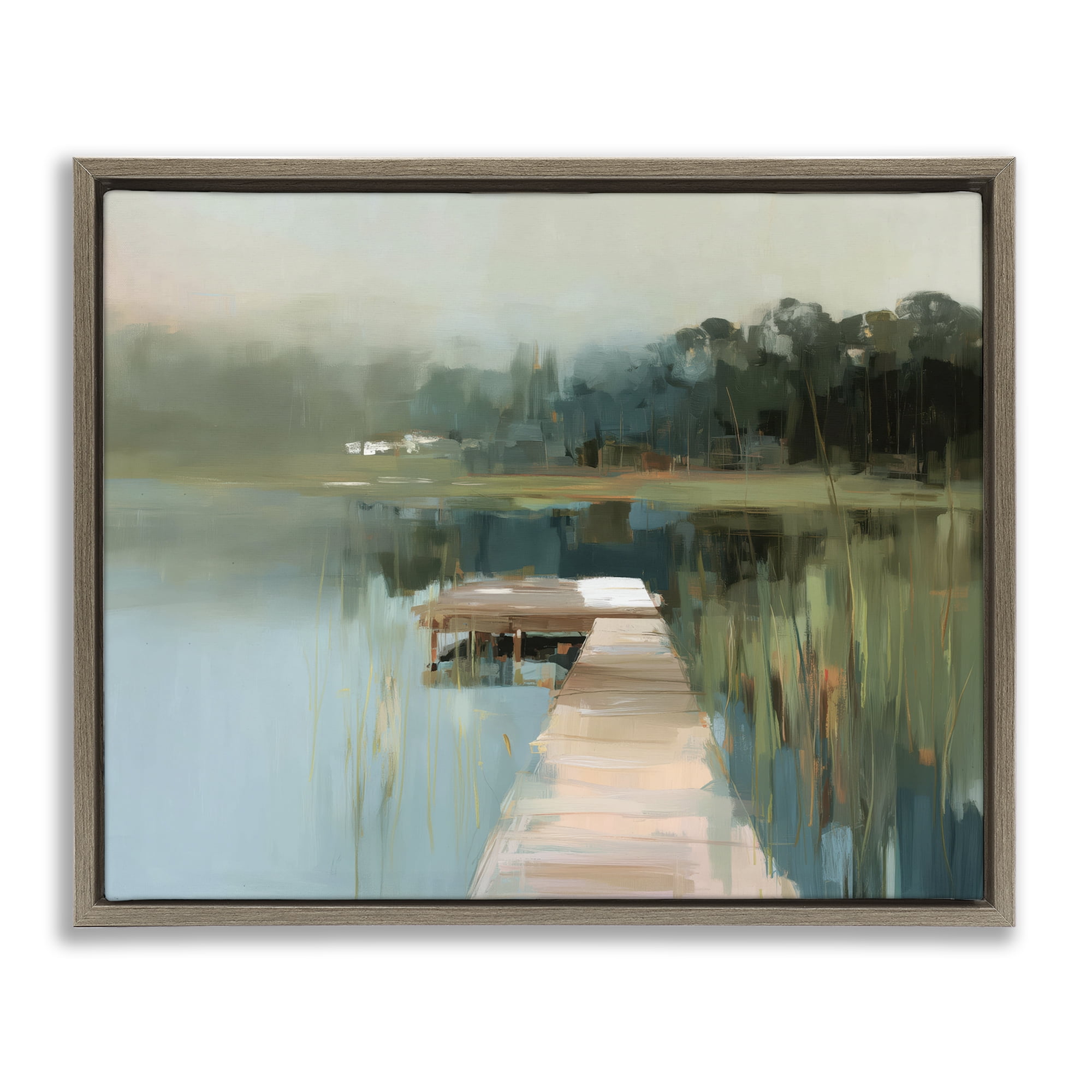 Stupell Industries Marsh Pier Abstraction Brown Framed Floater Canvas Wall Art, design by Kim Curinga