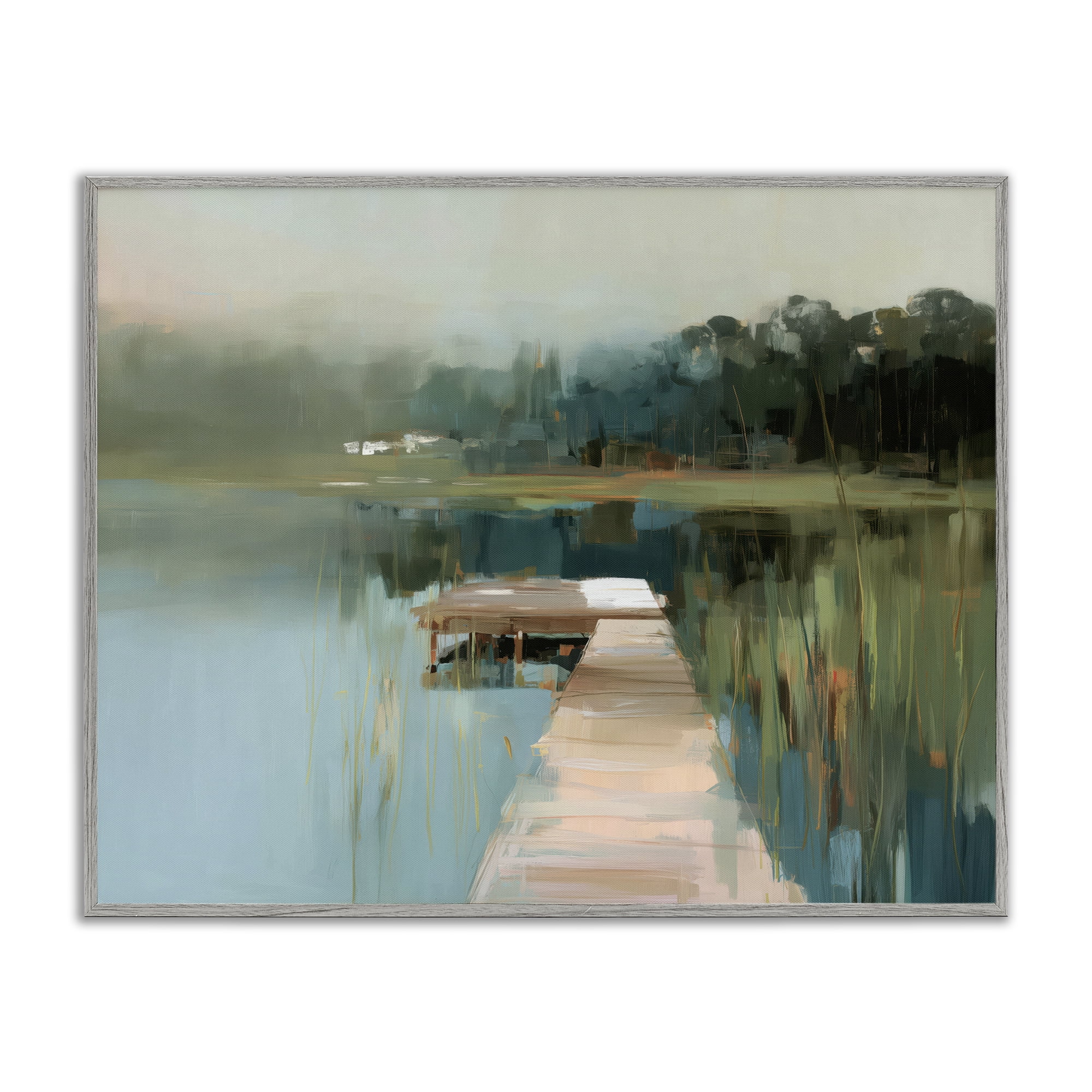 Stupell Industries Marsh Pier Abstraction Gray Framed Giclee Art, design by Kim Curinga
