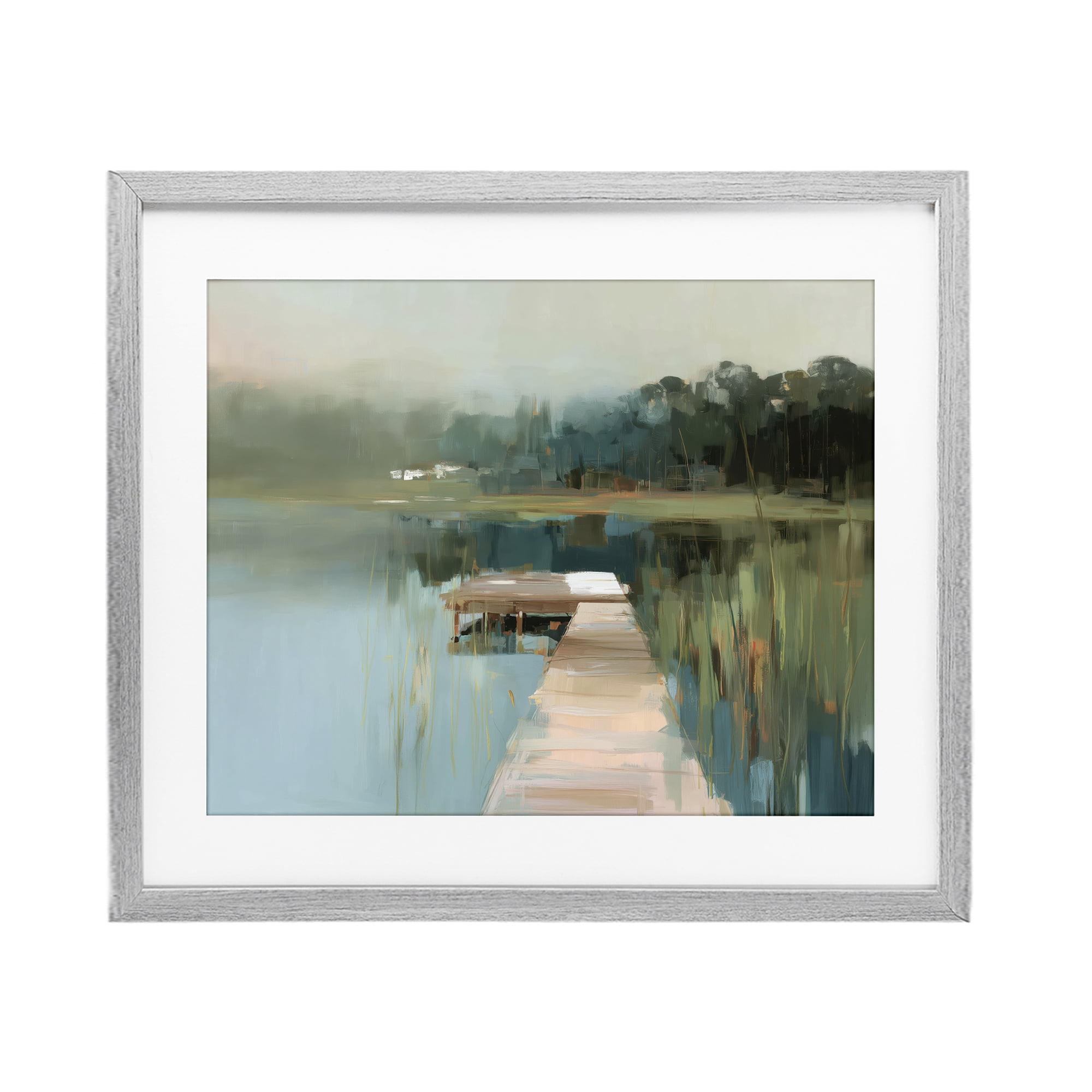 Stupell Industries Marsh Pier Abstraction Gray Framed Print Under Glass, design by Kim Curinga