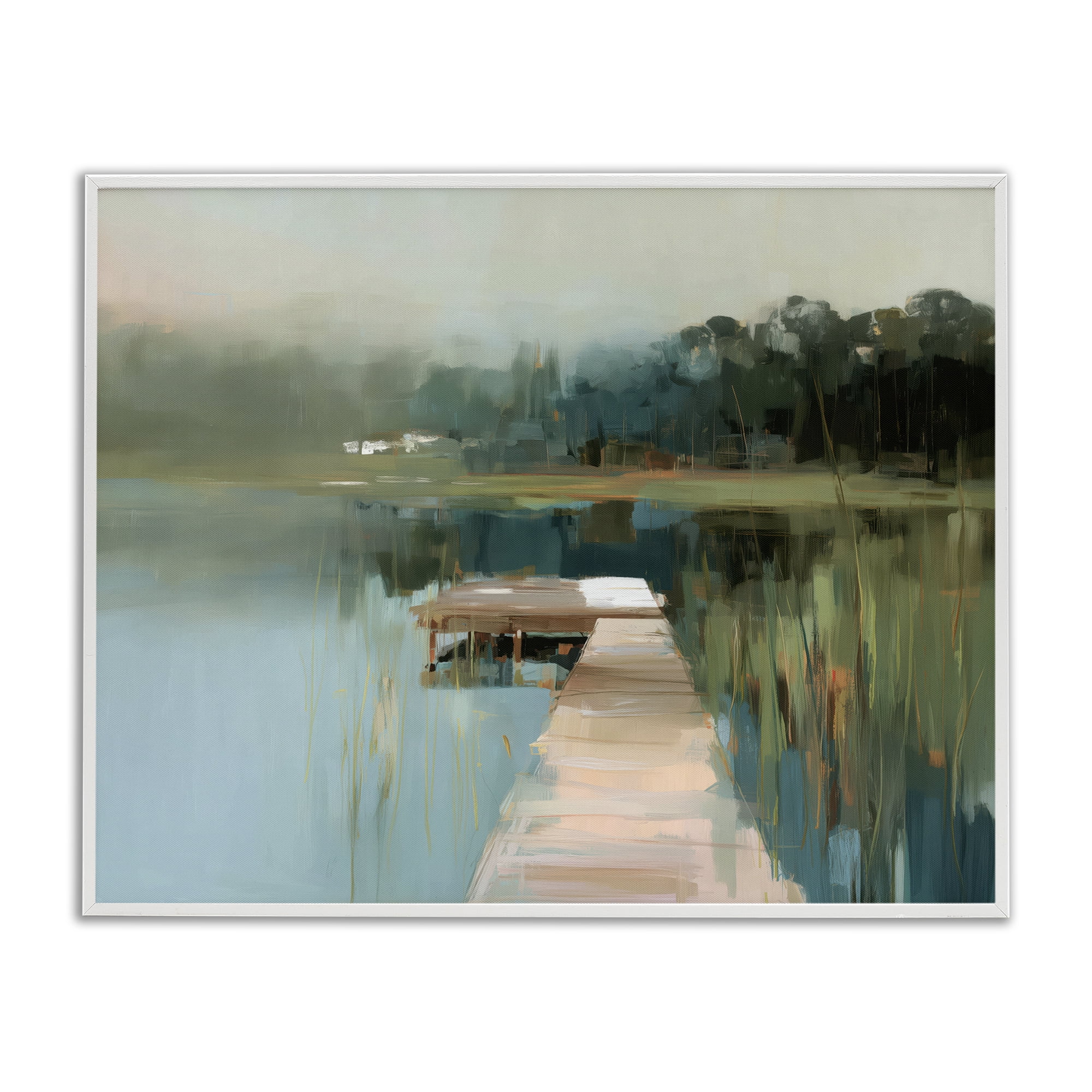 Stupell Industries Marsh Pier Abstraction White Framed Giclee Art, design by Kim Curinga