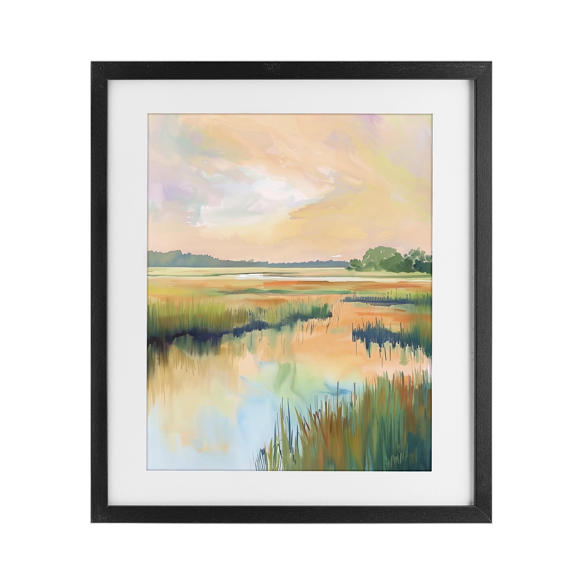 Stupell Industries Marsh Sunset over Tranquil Stream Black Framed Print Under Glass, design by LSR Design Studio