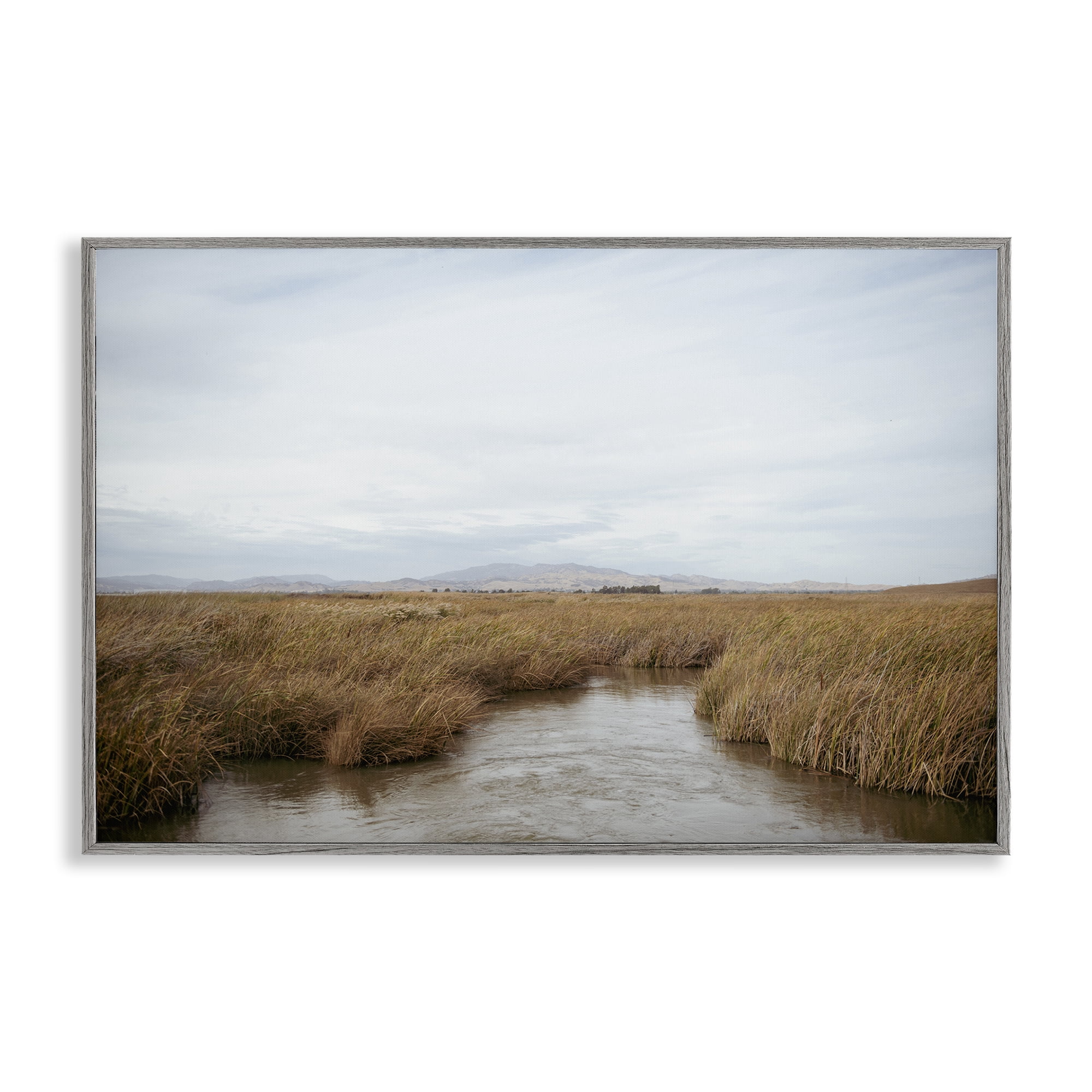 Stupell Industries Marshland Stream View Landscape & Nature Photography Gray Framed Art Print Wall Art, 18 x 12