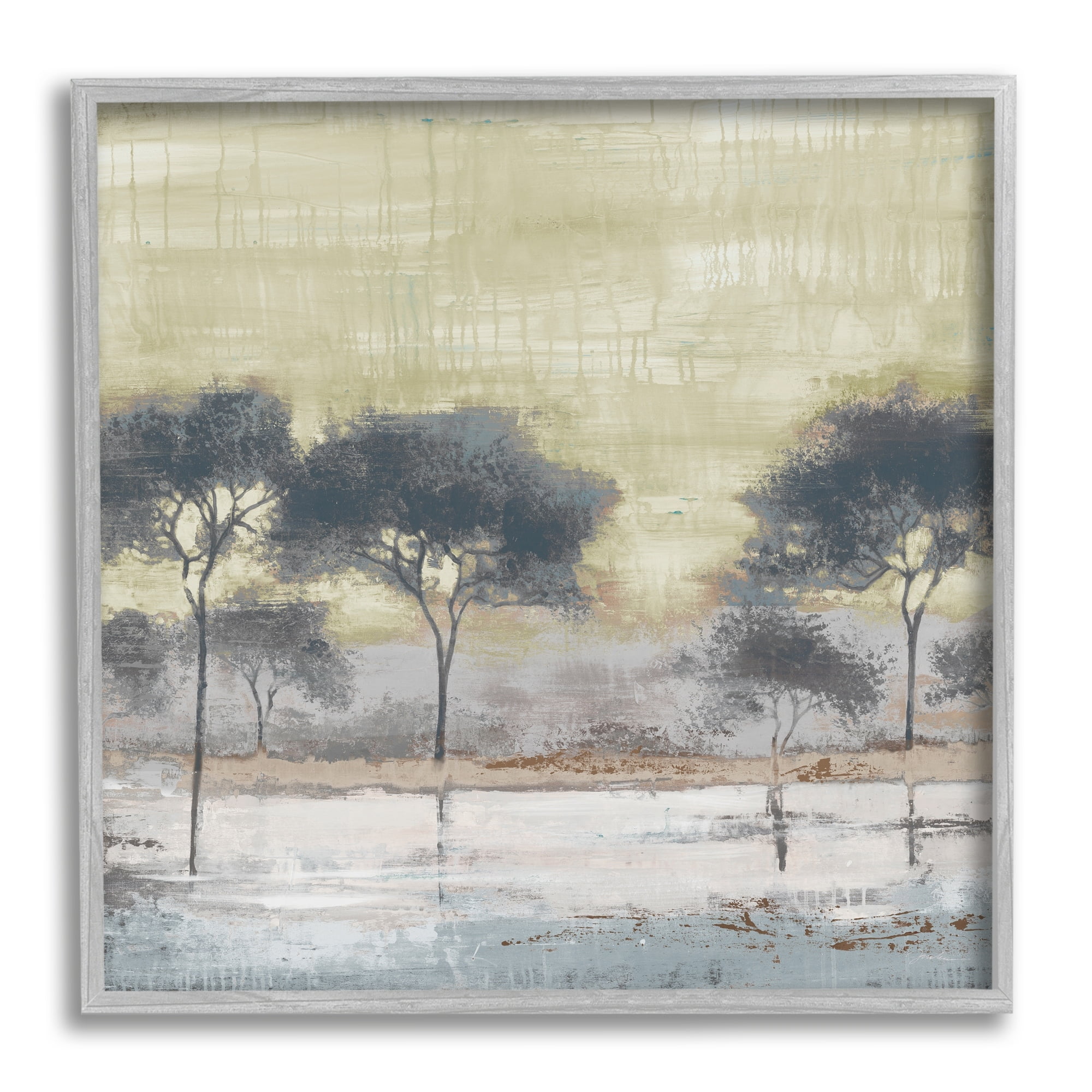 Stupell Industries Marshland Trees Water Surface Reflection Nature Scene Painting Gray Framed Art Print Wall Art, Design by Liz Jardine