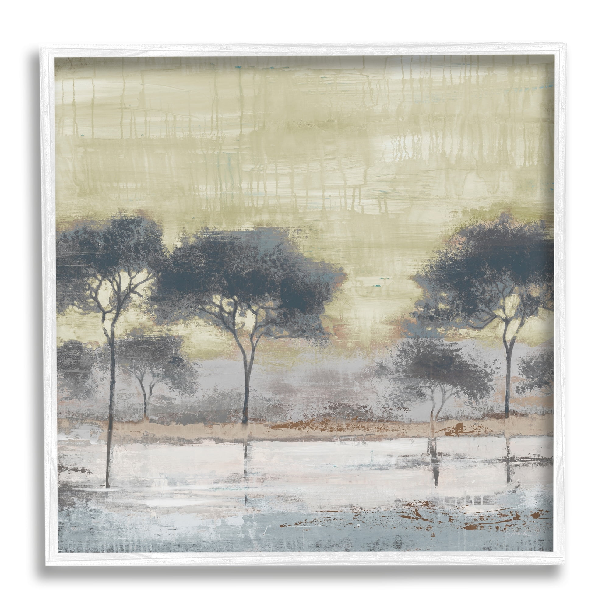 Stupell Industries Marshland Trees Water Surface Reflection Nature Scene Painting White Framed Art Print Wall Art, Design by Liz Jardine