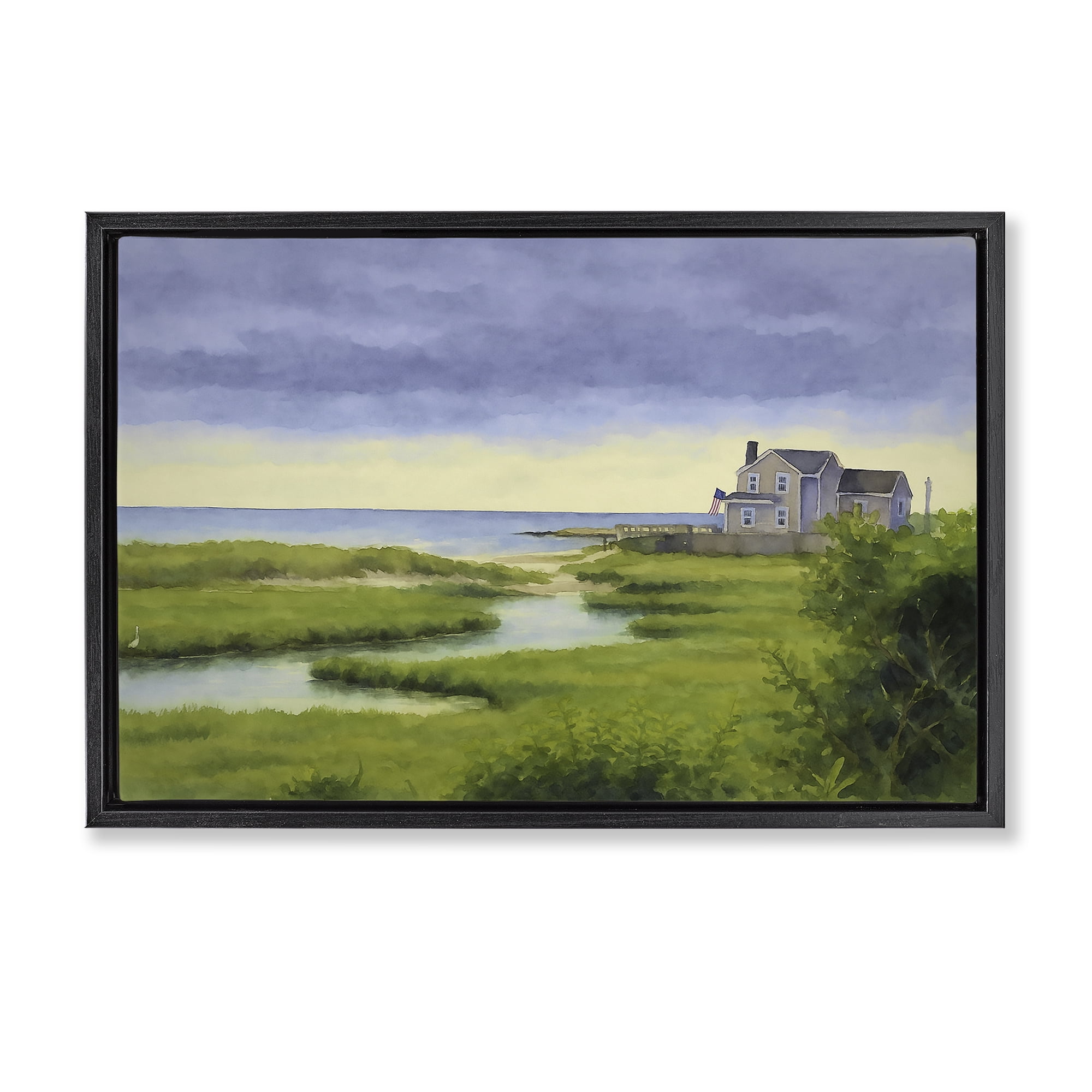 Stupell Industries Marshside Serenity on Cape Black Framed Floater Canvas Wall Art, design by Grotto Studios